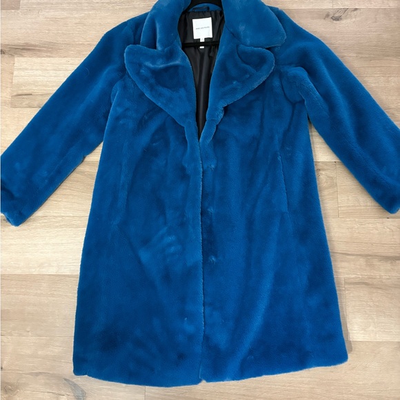 Women’s Avec Les Filles Faux Fur Plush Blue Coat - Size M - Picture 2 of 3
